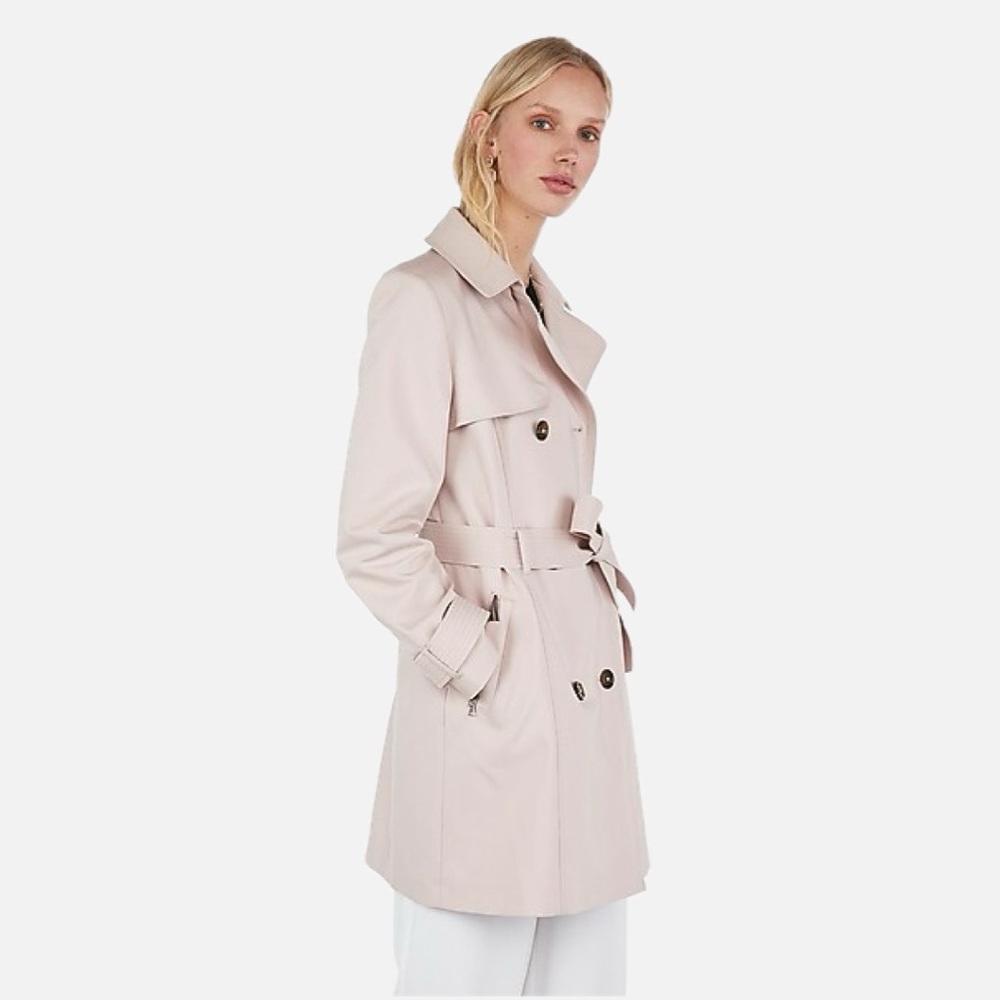 Express Classic Double Breasted Trench Coat light pink - Picture 2 of 10